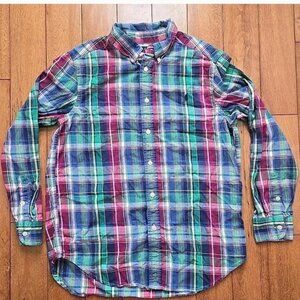 Ralph Lauren plaid button down multicolor long sleeve blouse size L